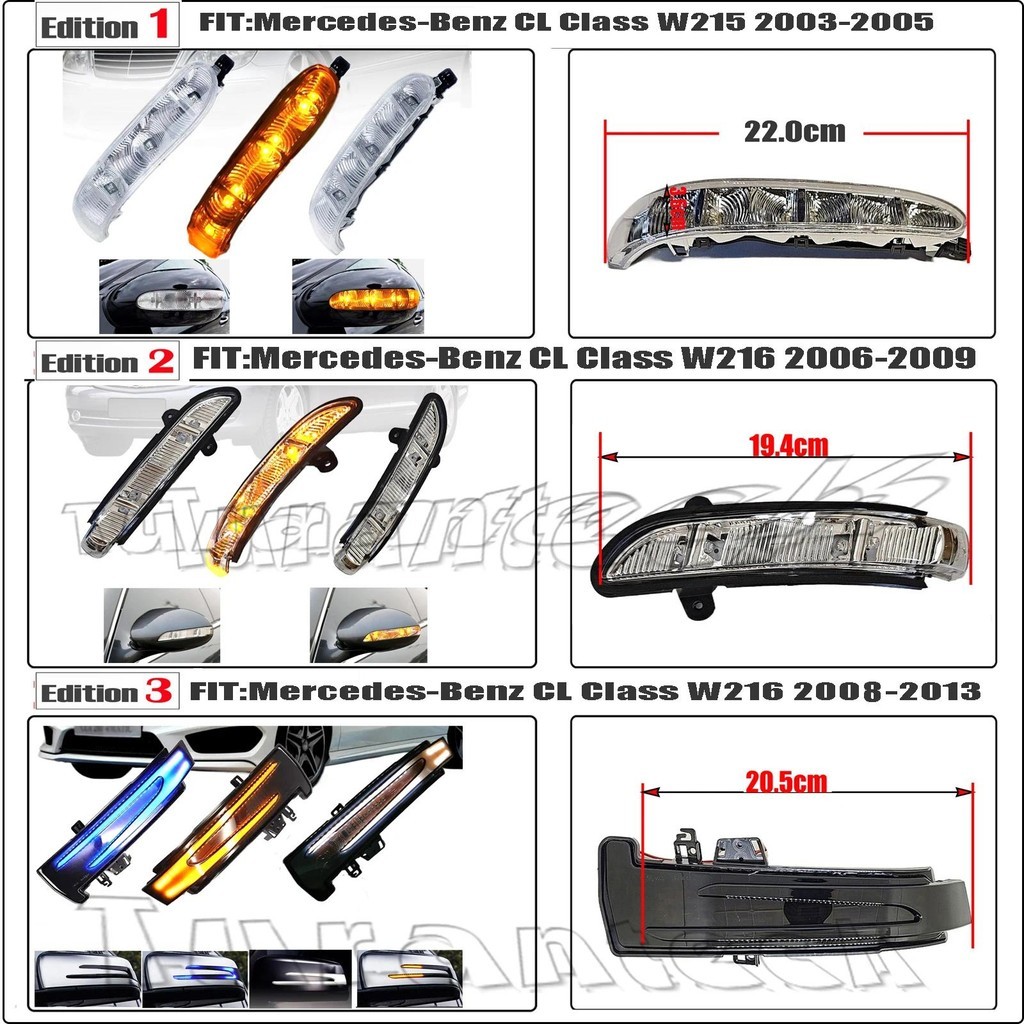 2 ชิ้นไฟเลี้ยวสําหรับ Mercedes-Benz CL Class CL500 CL550 CL600 CL63AMG CL65AMG Coupe Amber ฝาครอบกระ