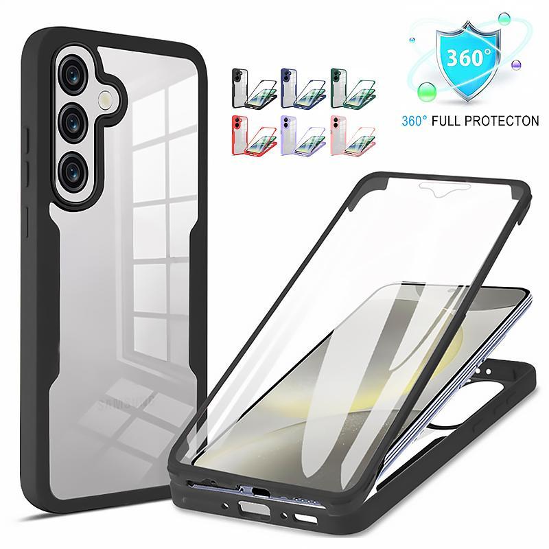 360 กรณีโปร่งใสสําหรับ Samsung Galaxy A16 A26 A36 A56 A06 M06 F06 5G กันกระแทก TPU Clear PC พร้อมฝาค
