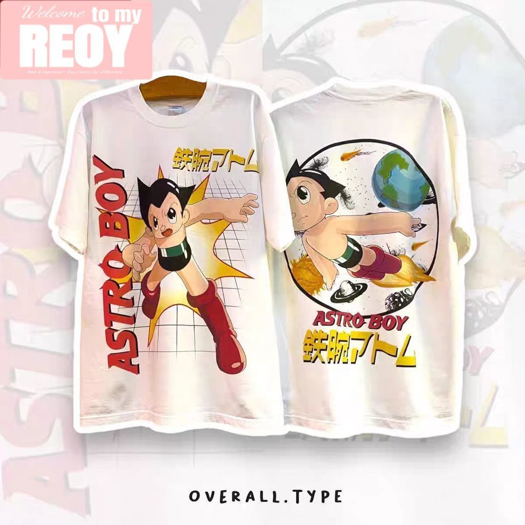 astro boy เสื้อยึด ผ้าเทคโนโลยี Sorona จากอเมริกา พิมพ์ลาย astro boy เสื้อยืด oversize เหมาะ ผู้หญิง