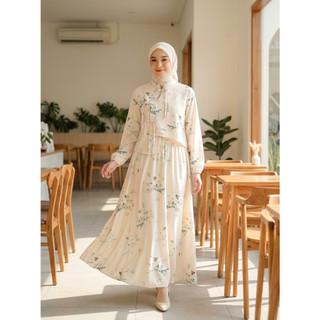 Setelan Dua Potong Wanita Motif Bunga Tiongkok Lengan Panjang | Atasan Kemeja Kerah Mandarin + Rok Panjang Kekinian | Original By FadFad.ID | Outfit Muslimah Elegan Nyaman untuk Harian