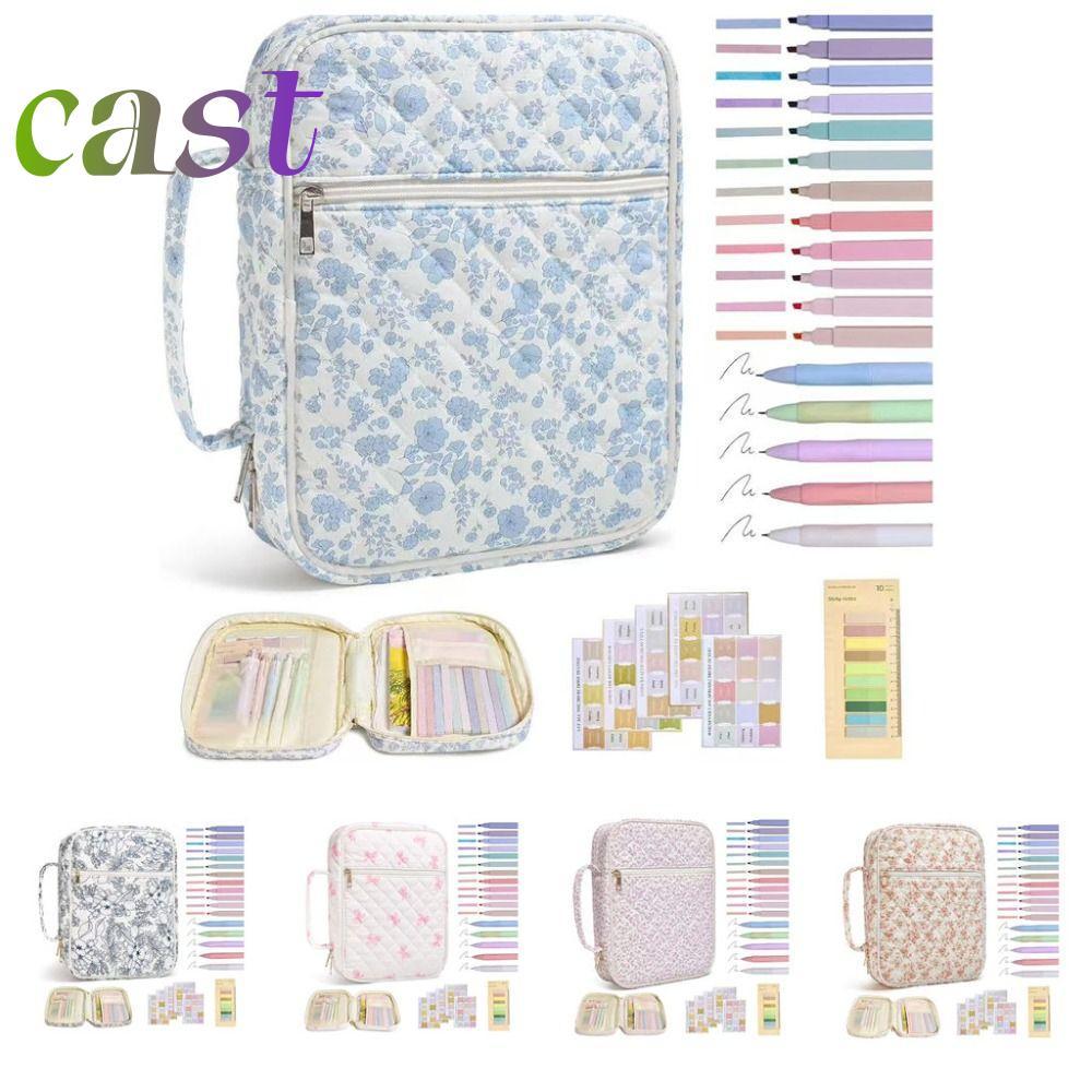 CAST Bible Cover , การออกแบบดอกไม้ Handle Bible Cover Bag, กระเป๋าซิป Bible Journaling Kit Church