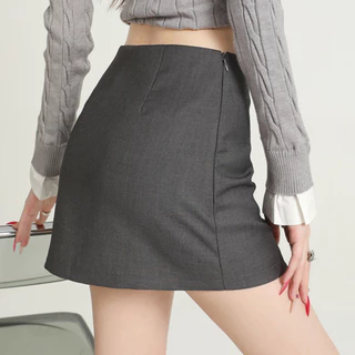 Hermarou S-6XL กระโปรงสั้นผู้หญิง เอ-ไลน์ เอวสูง สลิม กระโปรงสูท