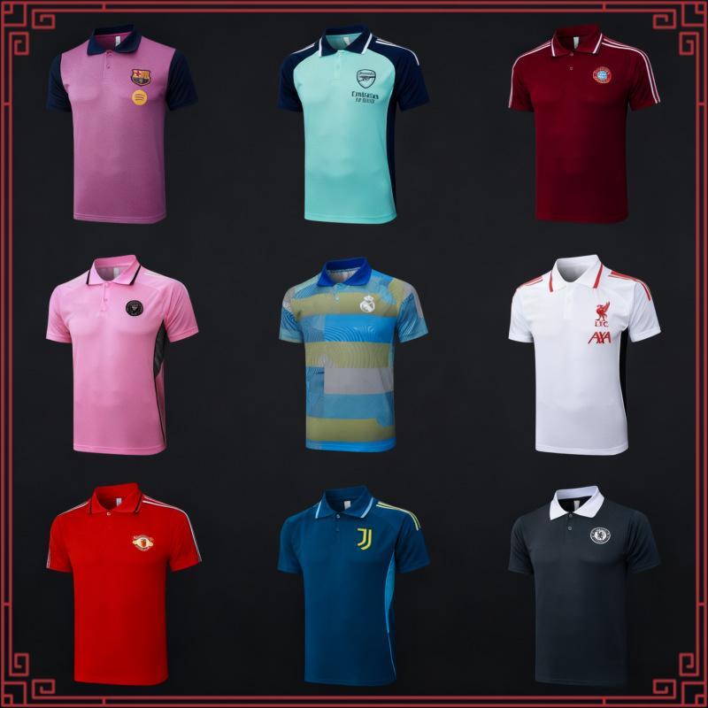 Defoot 22-23 FCB เสื้อ  สีน้ำเงินเข้ม แขนสั้น พับปกคอ ทรงหลวมใส่สบาย