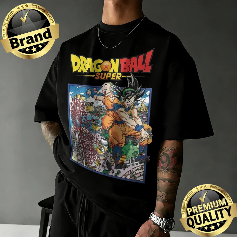 เสื้อยืดคอตตอนลายดราก้อนบอลซูเปอร์ รุ่นใหม่ปี 2026 ทรงโอเวอร์ไซส์ ลายกราฟิกสวนสนุกสไตล์วินเทจ สำหรับ