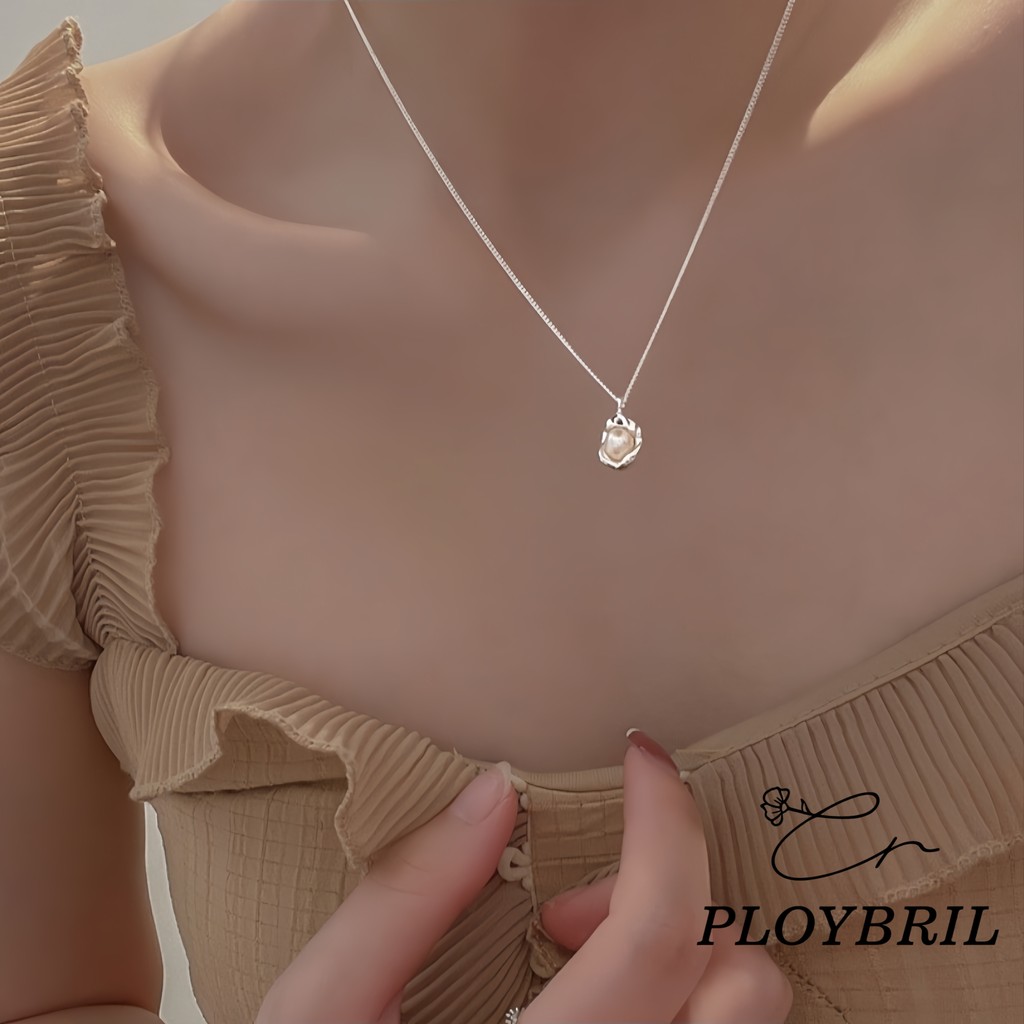 PLOYBRIL แฟชั่นอเนกประสงค์น้ําหนักเบาหรูหราคอไหปลาร้าโซ่ผู้หญิงสร้อยคอเรขาคณิตมุก X002