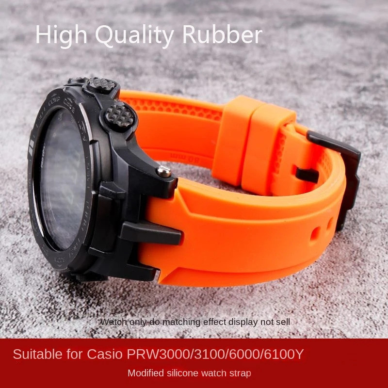 สําหรับ Casio PROTREK ดัดแปลง PRW-3000 PRW3000/3100/6000/6100Y ซิลิโคนกันน้ํายาง Watchband กีฬาเครื่