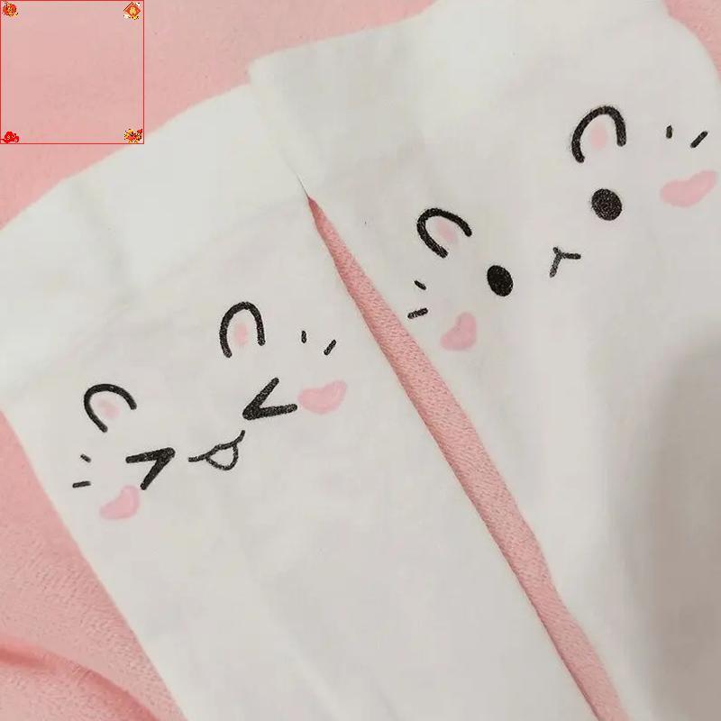 [Loveshoping1] Kawaii Cat Pawต้นขาSosสีขาวพิมพ์ยาวSos JK Harajuku Expressionกว่าเข่าต้นขาสูงStoingsค