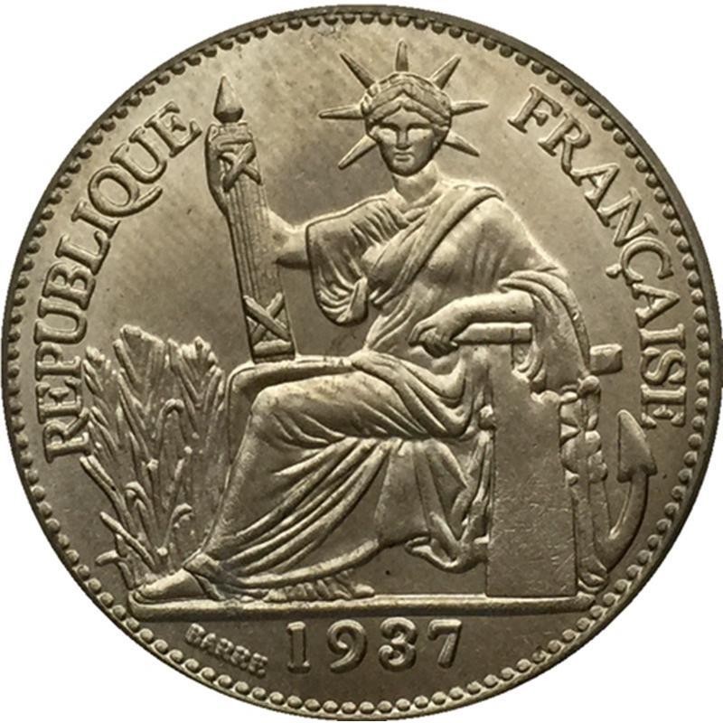 1937 เหรียญฝรั่งเศสนิกเกิลทําโบราณเงินดอลลาร์เหรียญงานฝีมือคอลเลกชันสามารถเป่า1937เหรียญฝรั่งเศสนิกเ