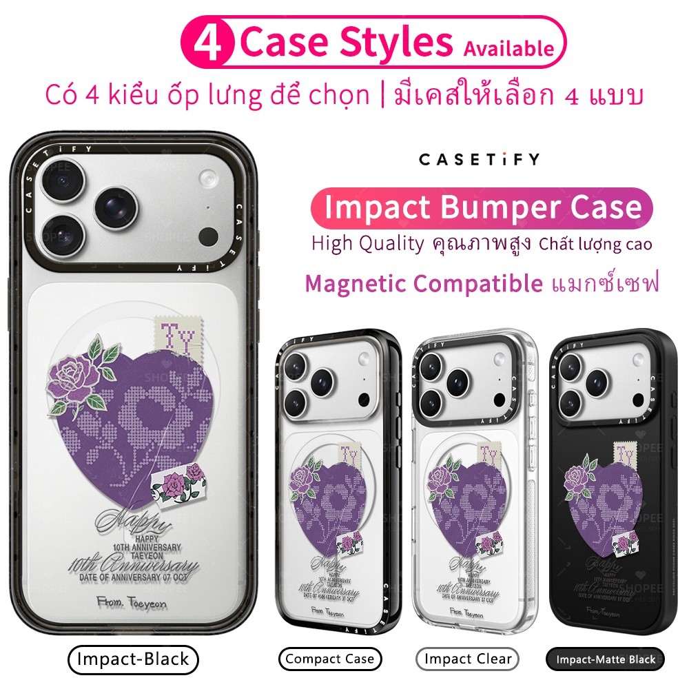 CASETIFY TAEYEON สีม่วง Rose K-pop ชาย Idol Girl Group อะคริลิคกันกระแทกแม่เหล็กเคสโทรศัพท์สําหรับ I