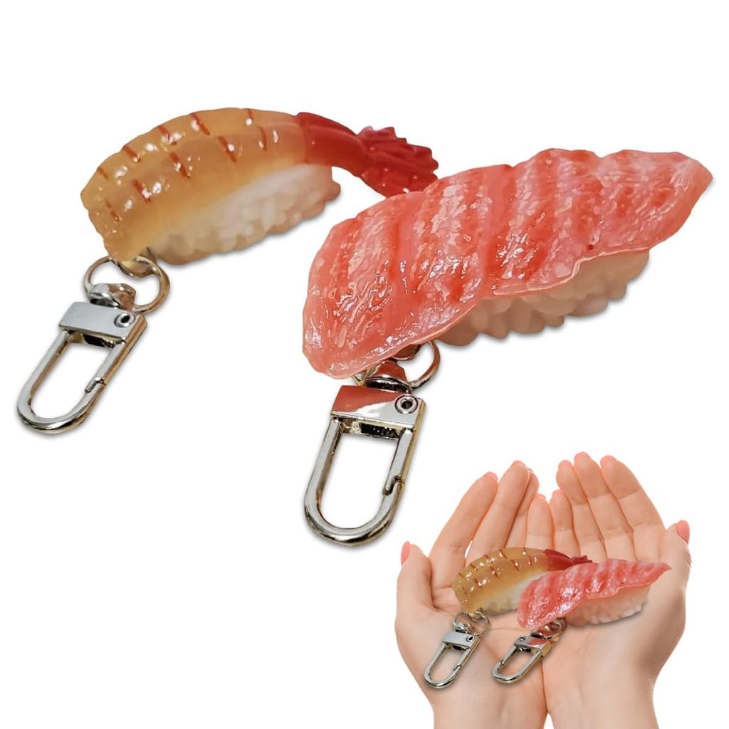 Japanese Souvenir Keychain Set - Sushi Food Sample (Fatty Tuna & Sweet Shrimp) for Foreigners