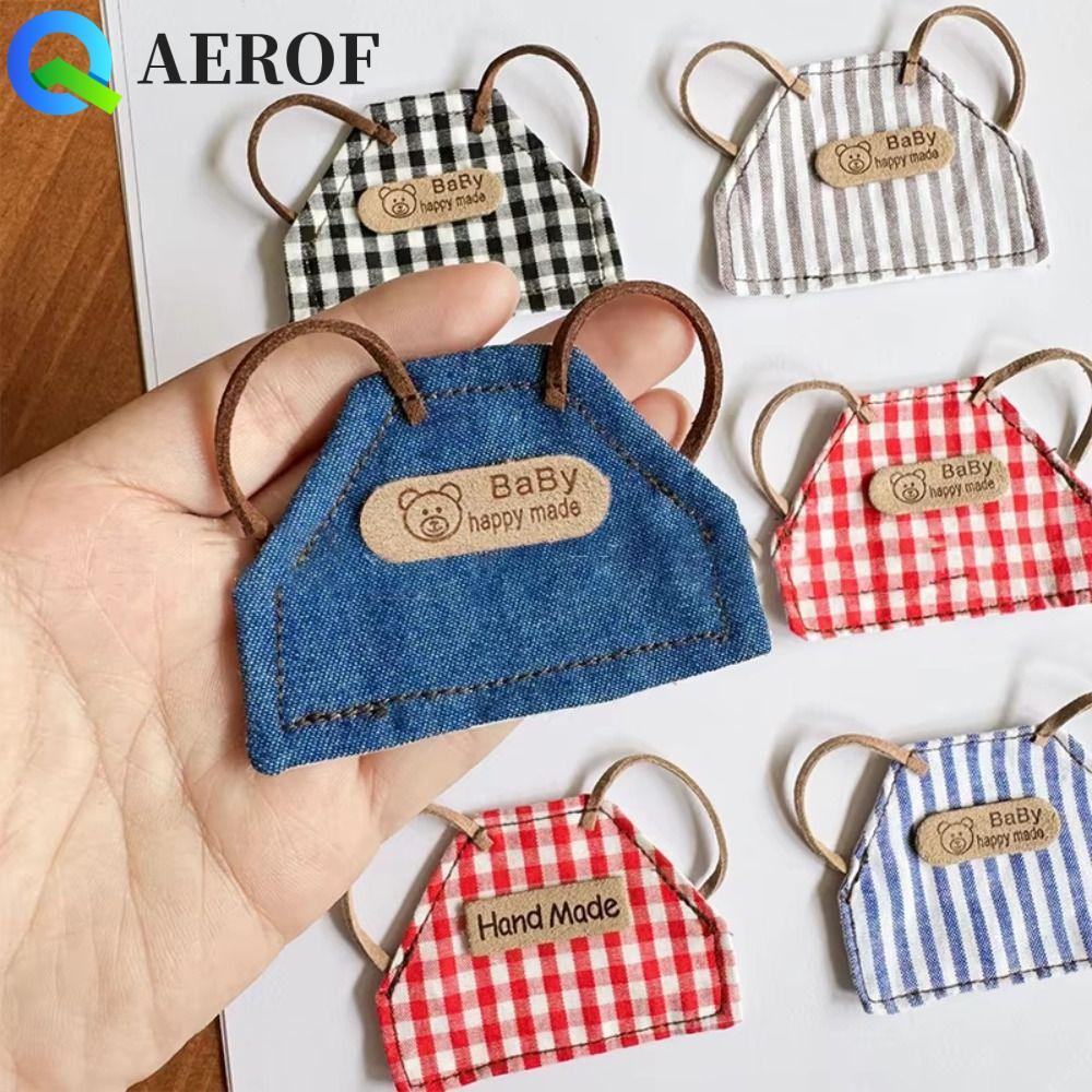 AEROF ตุ๊กตาผ้ากันเปื้อนยีนส์,ลายสก๊อตลายแต่งตัวตุ๊กตาเสื้อผ้า,มินิตุ๊กตา 10 ซม./15 ซม.ทําด้วยมือ DI