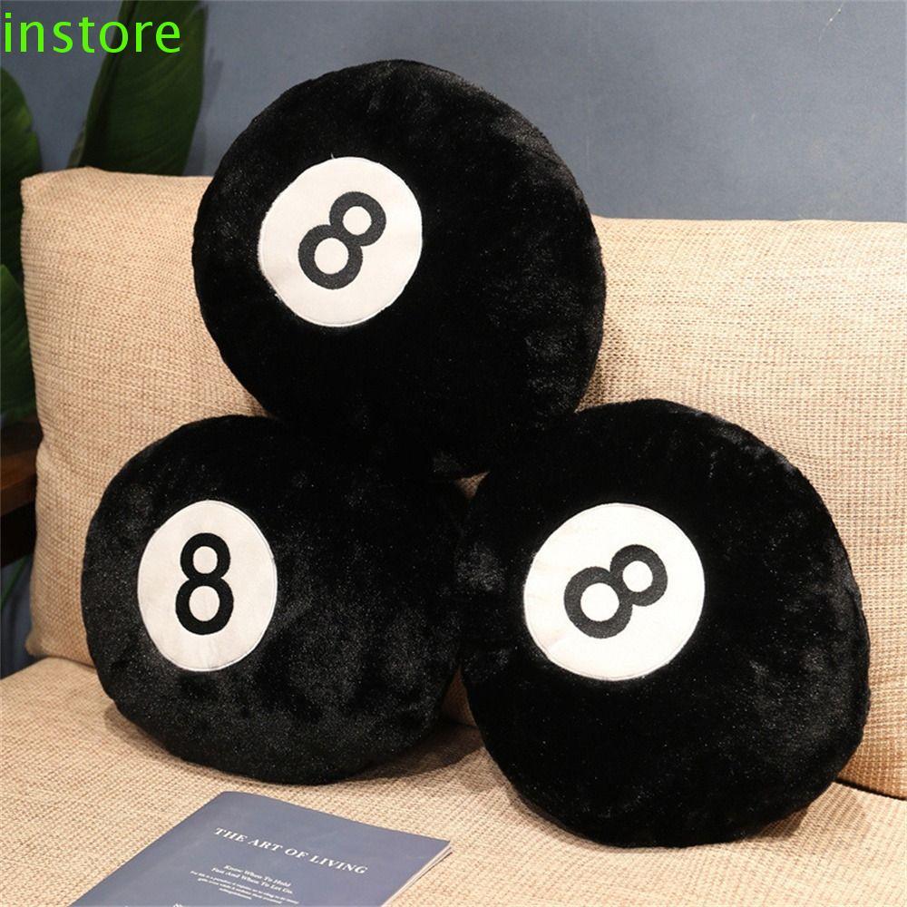 INSTORE ตุ๊กตาบิลเลียด 8 Ball No. 8 Ball กีฬาในร่มตุ๊กตาของเล่นโซฟาตกแต่ง 35/50 ซม.ตกแต่งบ้าน 8 Ball
