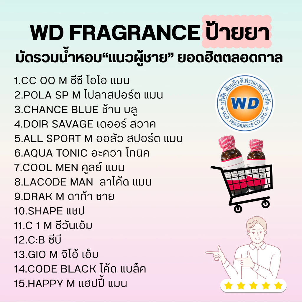 15 กลิ่นผู้ชาย หัวเชื้อน้ำหอม น้ำหอมผู้ชาย เข้มข้น ติดทน คุณภาพดี พร้อมส่ง