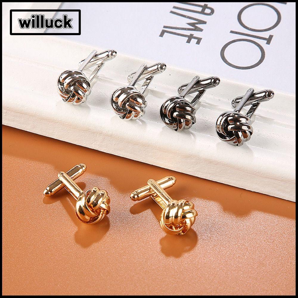 WILLUCK Cufflinks, Gold Silver Black Alloy Cufflinks for Mens, คุณภาพสูง Super Shinny ของขวัญผู้ชาย