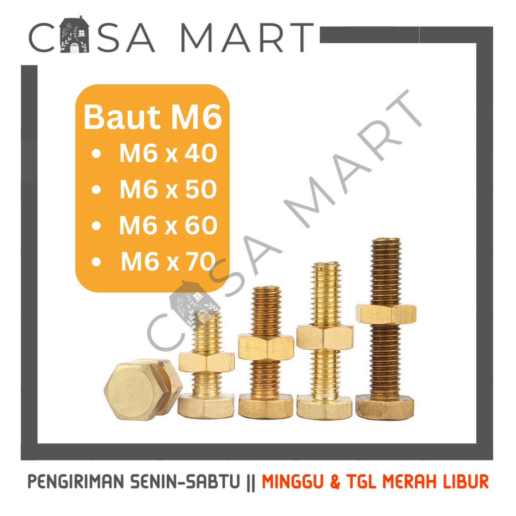 CASA MART Hex Bolt Nut 6mm Key Bolt 10 M6x40 M6x50 M6x60 M6x70 Bolt 6x40 6x50 6x60 6x70