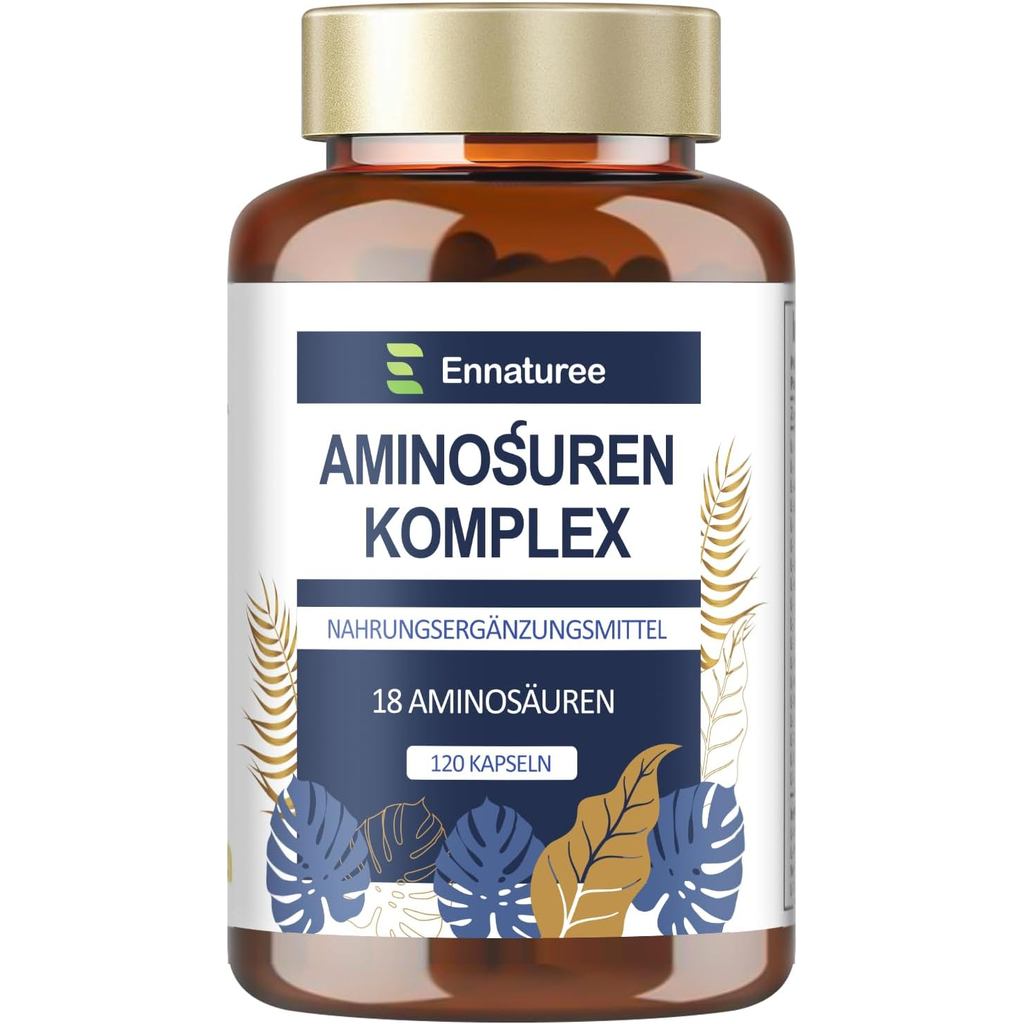 18 Amino Acids Complex High Dose - 9 EAA + 9 NEAA Amino Acids Capsules พร้อม BCAA - 120 แคปซูล