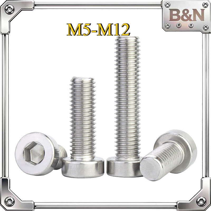 304 สแตนเลสสตีลบางหัวหกเหลี่ยมสกรู DIN7984 สั้นหัวขยาย Bolt, สั้นหัว Bolt M5/M6/M8/M10/M12B & N