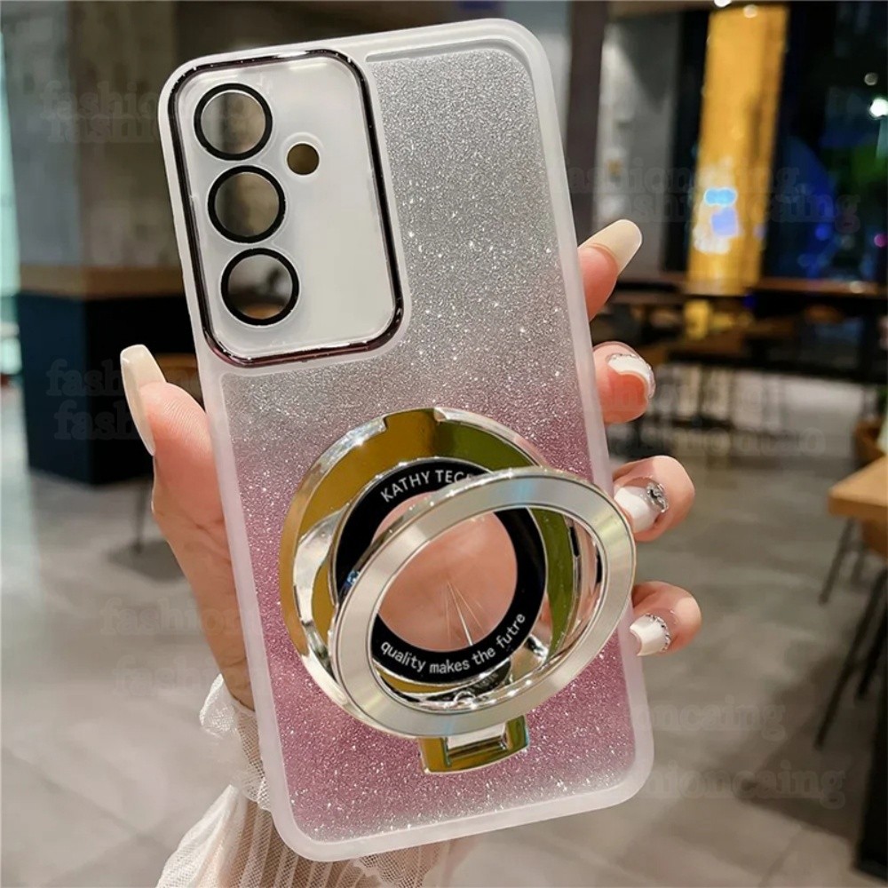 SAMSUNG ปลอกสําหรับSamsung Galaxy S26 FE Ultra Plus S26FE S26Ultra S26Plus S26 + S 26 2026 ผู้ถือแหวนวงเล็บเคสโทรศัพท์ฟอยล์Bling Glitterอะคริลิคใสกันกระแทกปกหลัง