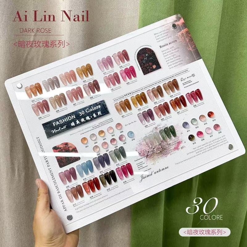 AhLin AhLin 30 สีน้ําแข็งโปร่งใส Nude Powder Phototherapy Dark Night Rose ยาทาเล็บกาว Shop Set