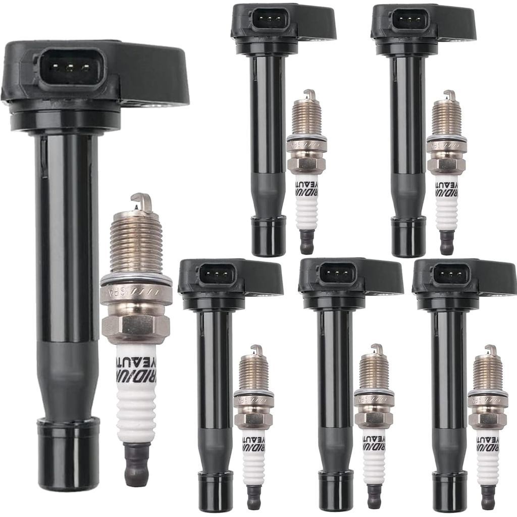 UF242 คอยล์จุดระเบิดแพ็ค 30520-P8E-A01 และอิริเดียมหัวเทียน 4503 ชุด 6 Fit สําหรับ Honda Accord 2000