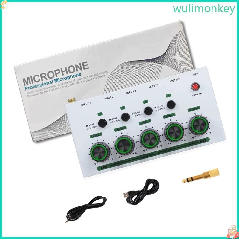 WU Auditory Mixer 4 Channel USB เครื่องขยายเสียงหูฟังสําหรับ Music Studio Clear Auditory Capture ในบ