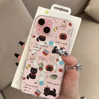 การชาร์จแบบไร้สาย เปลือกแม่เหล็ก สวรรค์แมวดำ for iPhone X XS MAX XR 7/8PLUS 17 16 15 14 เคสไอโฟน 13 12 11 PRO MAX ขั้นสู