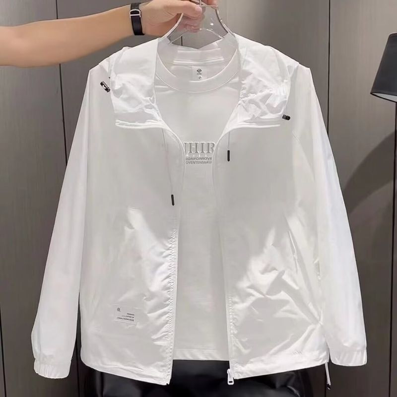 PAUL FITZGERALD เสื้อแจ็คเก็ตชาย สไตล์สั้นมีฮู้ด ออกแบบเพื่อกันแดดเบาๆ