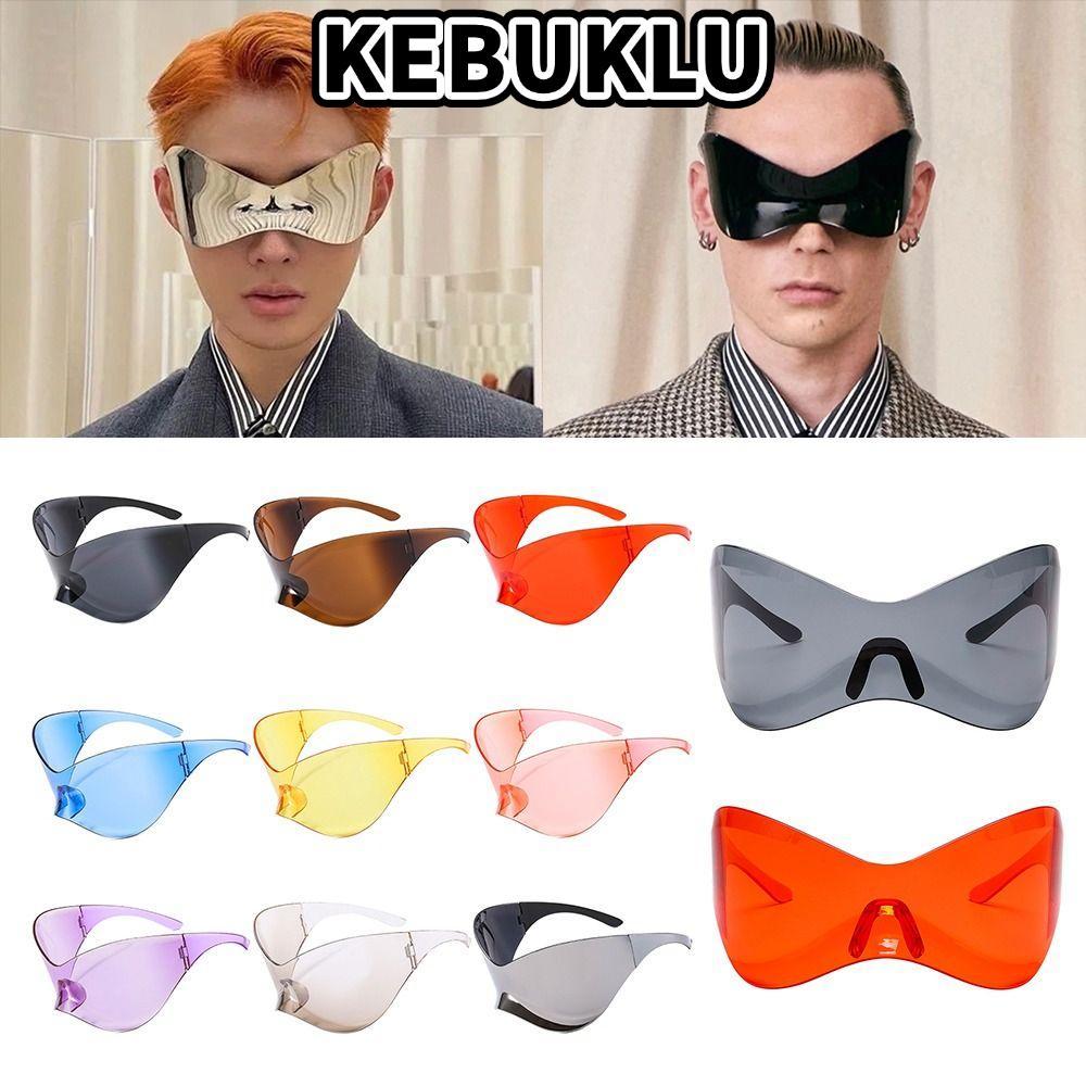 KEBUKLU Shades for Men Women Silver Fashion Large Rimless Wrap รอบ