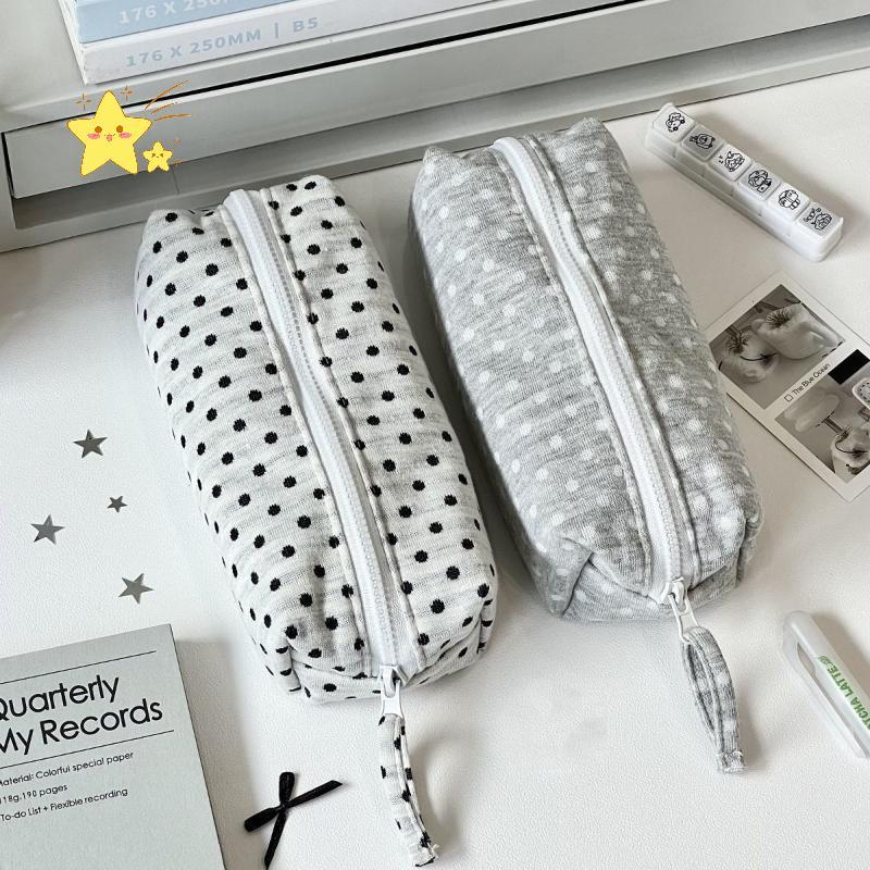 [JBTH] Fashion Simple Polka Dot Design Pencil Case Large-capacity Student Stationery Pouch Travel Makeup Bag Storage Bag [JB]