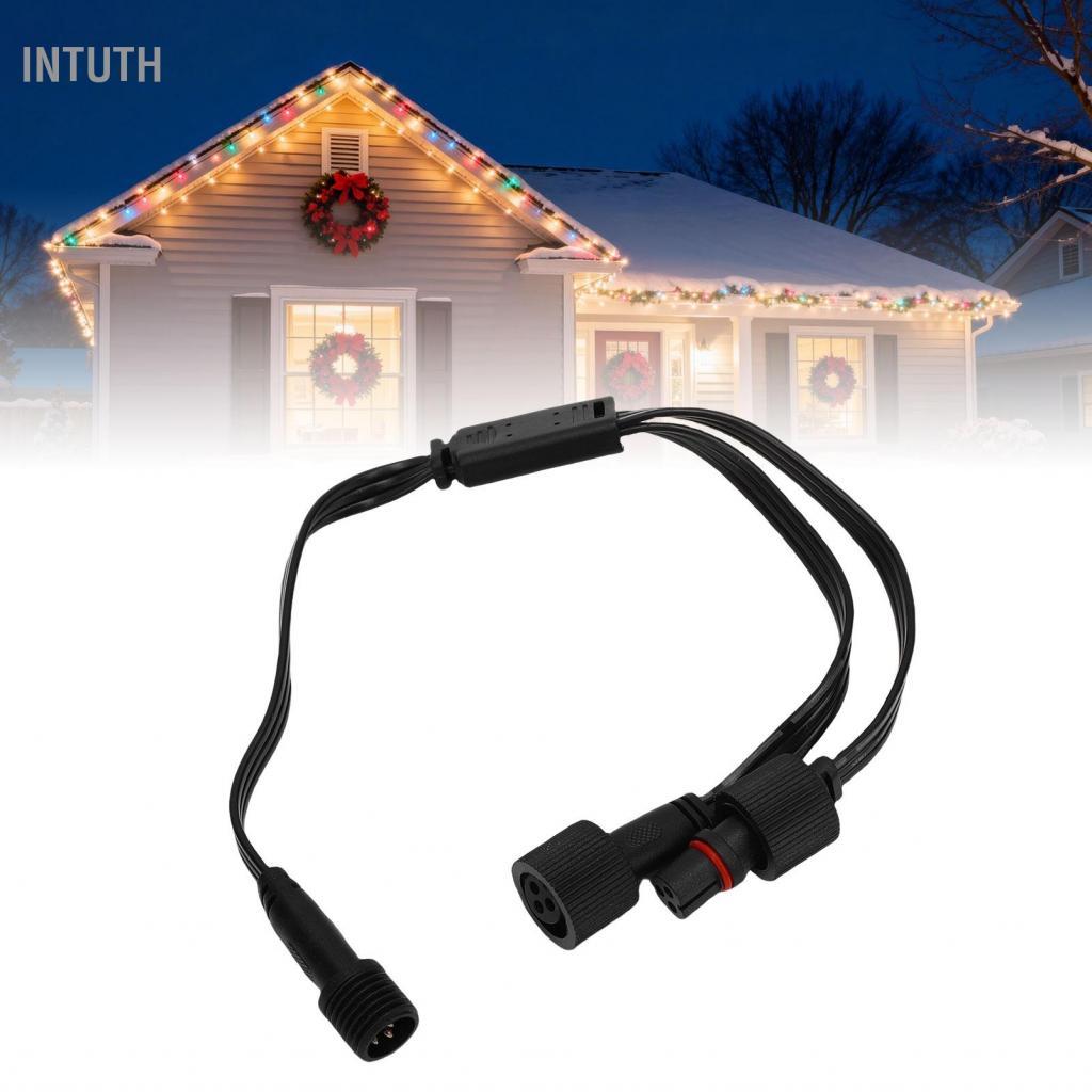 Intuth Intuth 1 ชาย 2 หญิง Y Splitter Fit สำหรับ Govee H705A H705B H705C ถาวรกลางแจ้ง 3 พินสายไฟสีดำ