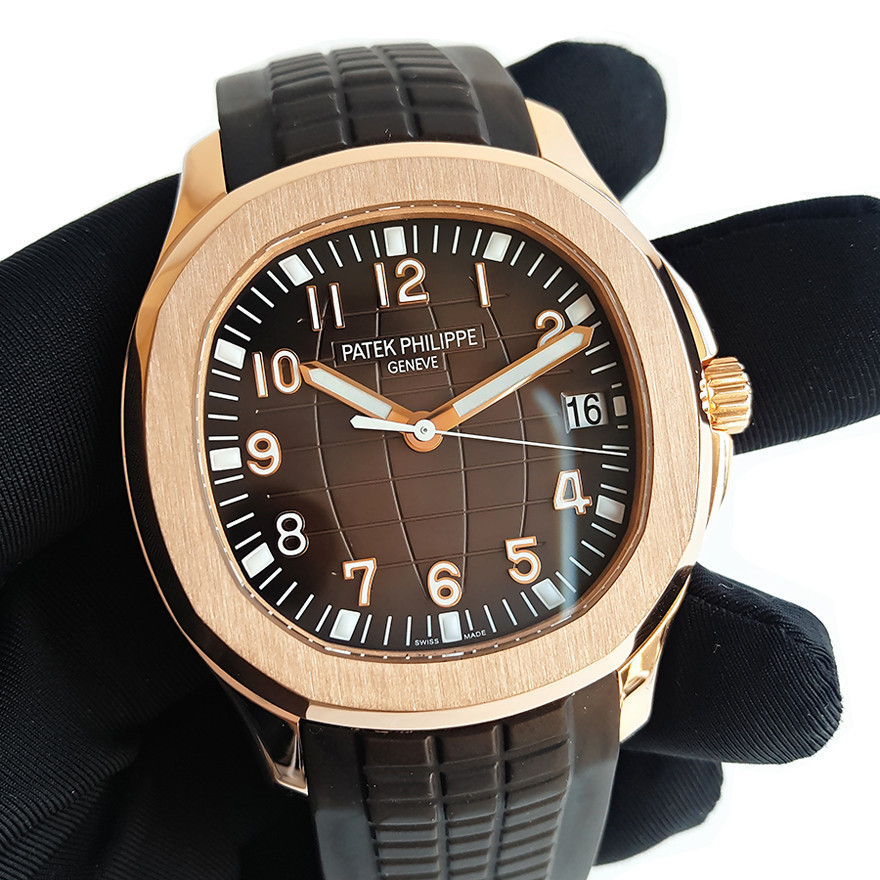 Patek Philippe นาฬิกาผู้ชาย AQUANAUT Series นาฬิกาข้อมือ Rose Gold 5167R-001