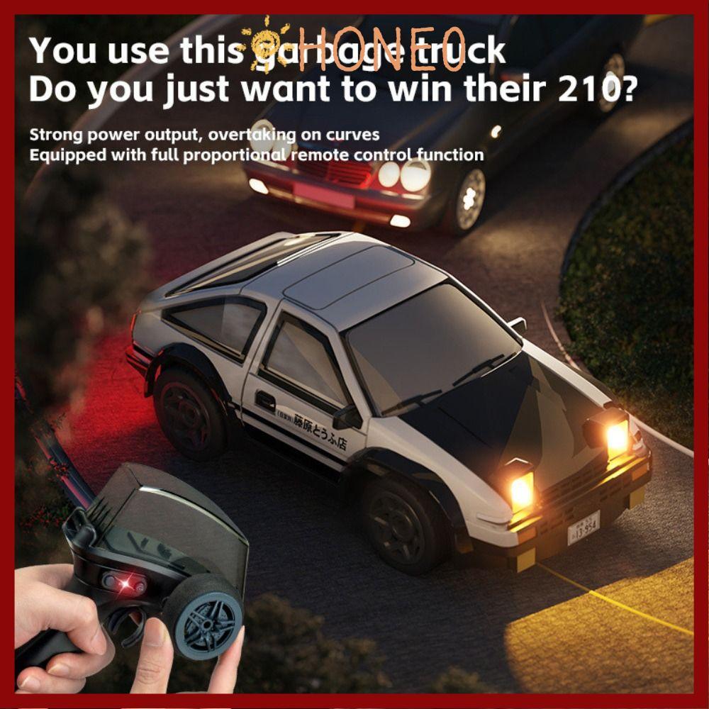 HONE RC Drift Car, Racing Sports 1/64 MINI AE86 RC Stunt Car, พลาสติกสีดําไฟฟ้ารีโมทคอนโทรลรถแข่งของ