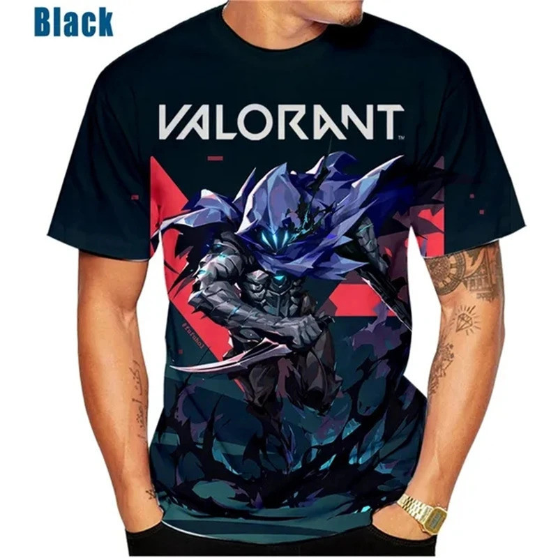 Game Valorant 3D พิมพ์ T เสื้อผู้ชายผู้หญิงเด็กสบายๆแขนสั้นเสื้อยืด Valorant Harajuku แฟชั่น Streetw