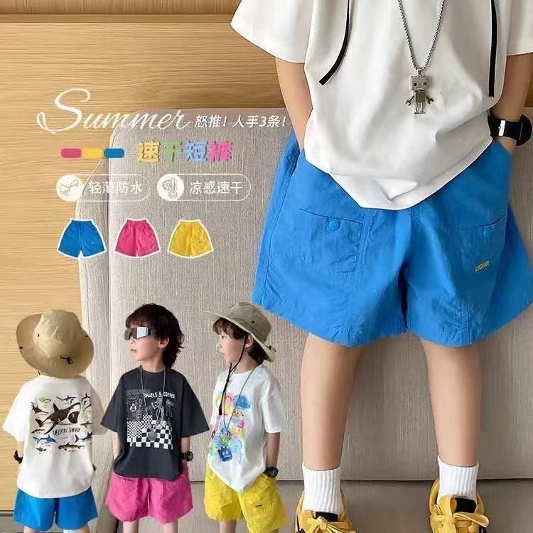 กางเกงขาสั้นเด็กผู้ชาย ผ้าแห้งไว ใส่เที่ยวทะเล หน้าร้อน สไตล์สปอร์ต สีสดใส