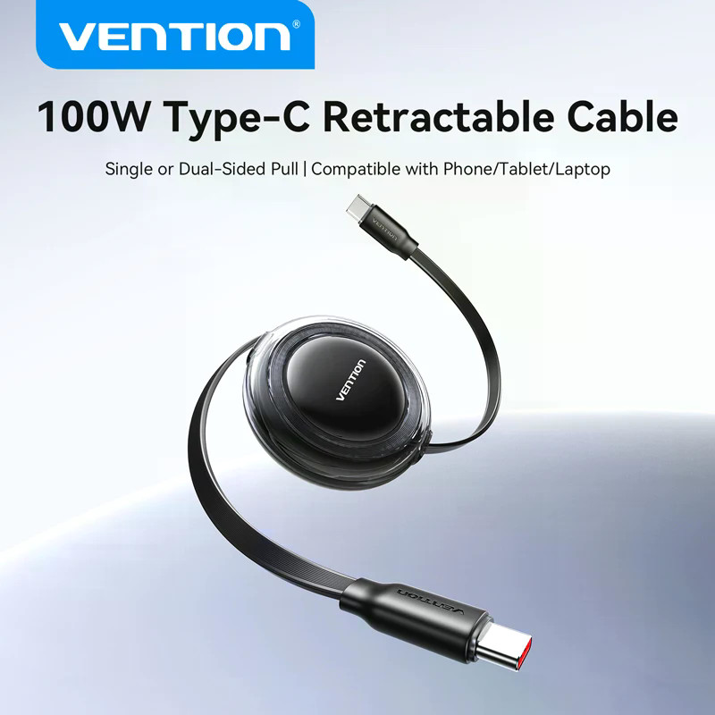 Vention 100W สายหด สาย USB C 5A Type-C ถึง Type-C สายชาร์จเร็ว ข้อมูล USB C