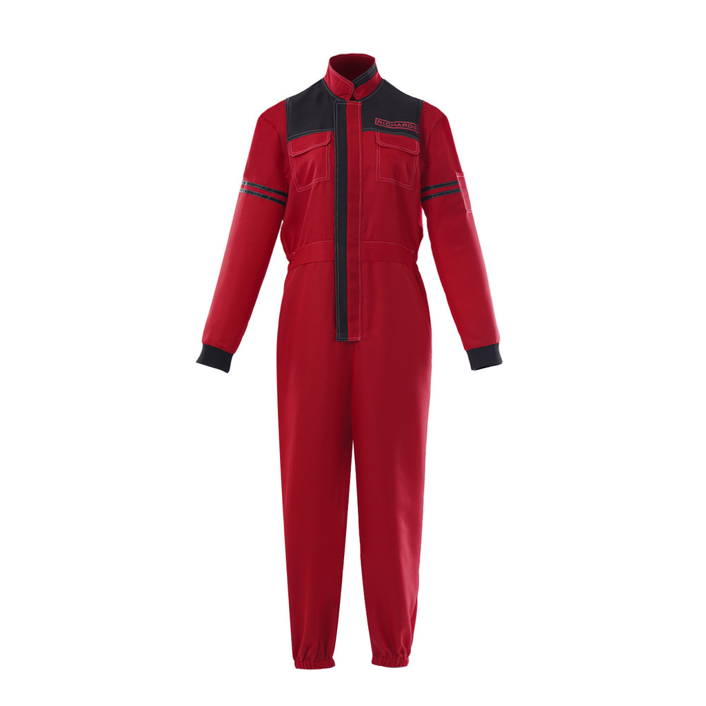 เกมล่าสัตว์ cos เครื่องแต่งกาย Glen Powell Red Jumpsuit ตัวละครฮาโลวีนเครื่องแต่งกาย