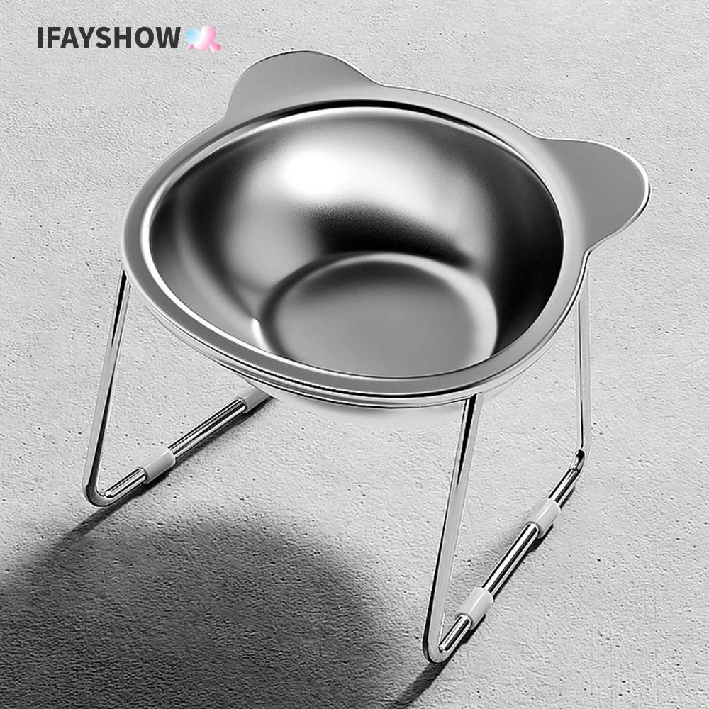 IFAYSHOW ชามอาหารแมวยกสูง 15° ชามแมวเอียง, อุปกรณ์สัตว์เลี้ยงยกสูงสแตนเลส 304 ที่ทนต่อการแตกร้าวที่มั่นคงสําหรับลูกสุนัขและแมว