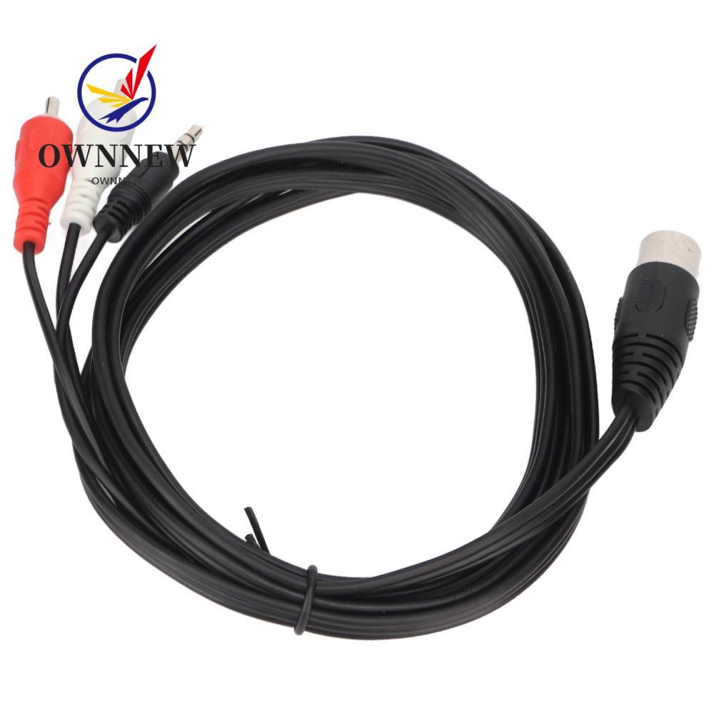 OWNNEW DIN 8Pin to 3.5mm + 2RCA Cable, 5.9ft Male to Male DIN 8Pin Male Audio Lead, Plug and Play Au