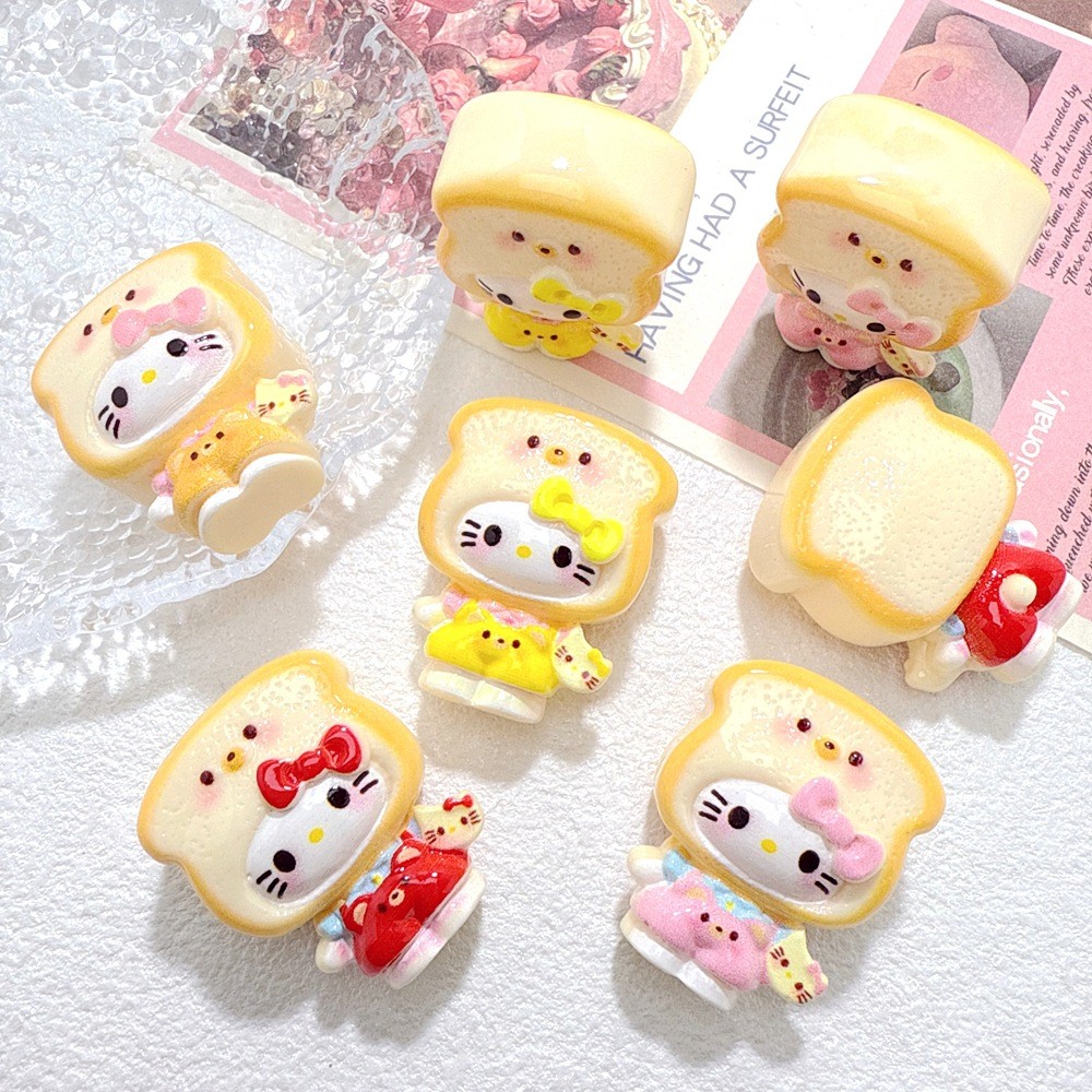 4ชิ้นน่ารักขนมปังปิ้งหัวยืนแมวเรซิ่นเสน่ห์สําหรับ ทําเอง(5-20)