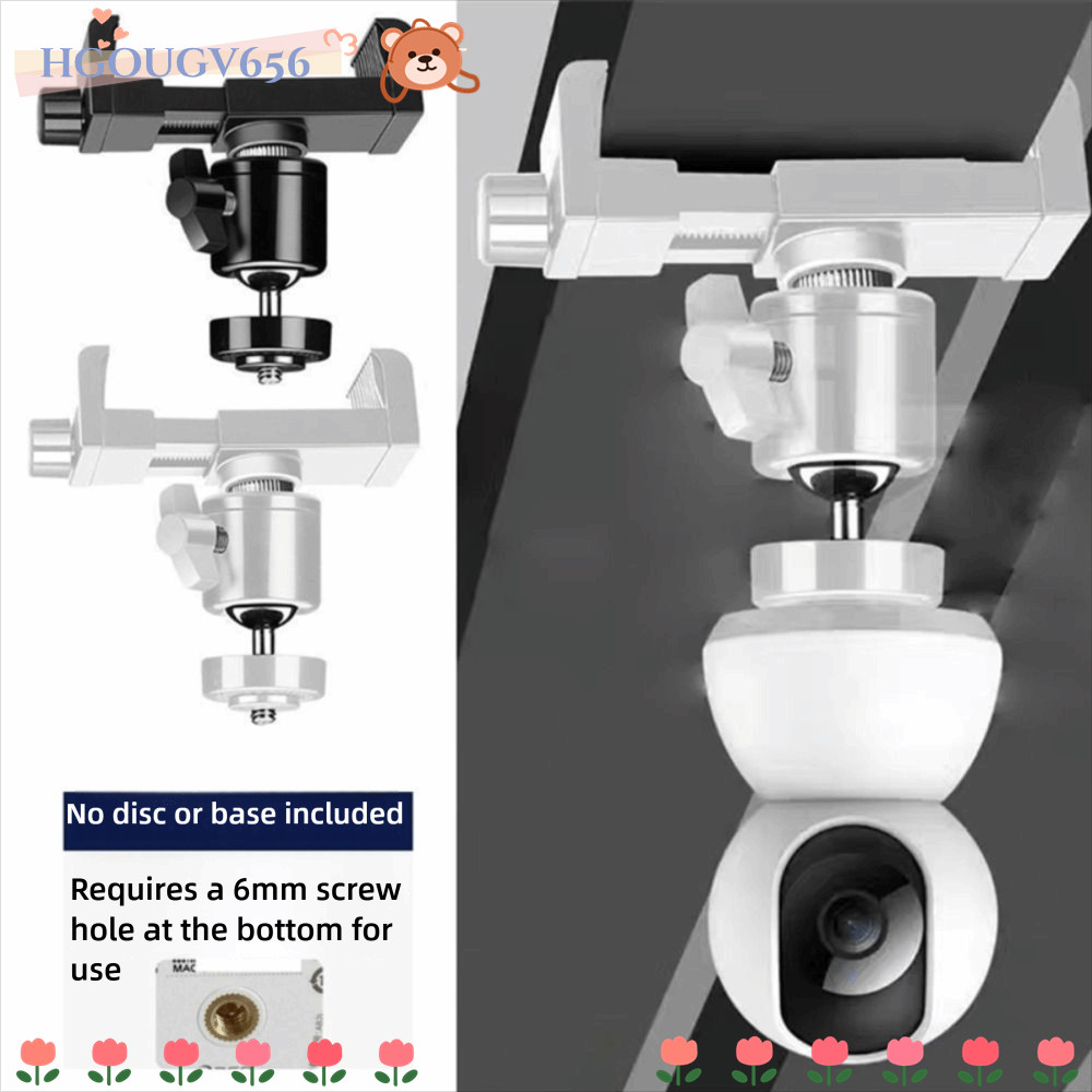HGOUGVT Baby Monitor Bed Bracket, No Punching Adjustable Mini Camera Holder, 360° ขาตั้งกล้องยึดคลิปหมุน PTZ