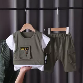 [Cotton Life] ชุดเด็กชาย OOTD เสื้อกางเกงขาสั้นเซต 0-4 ขวบ
