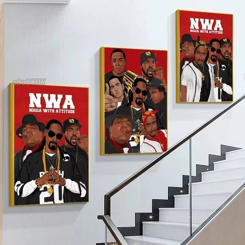 Hip Hop Legends ผ้าใบโปสเตอร์ Rap Music Star Wall Art โมเดิร์นตกแต่งห้องของขวัญ ราคา ถูกที่สุด ดีลบีเคเค แกลเลอรีภาพที่ 2