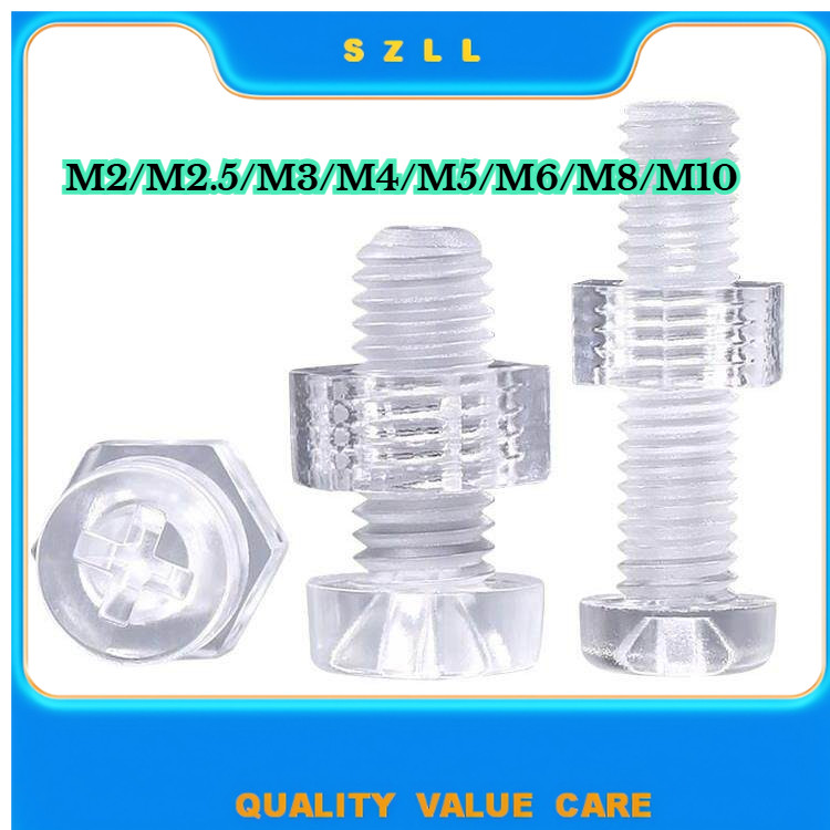 โปร่งใส Cross หัวกลม Bolt PC พลาสติก Bolt/Nut M2/M2.5/M3/M4/M5/M6/M8/M10SZLL