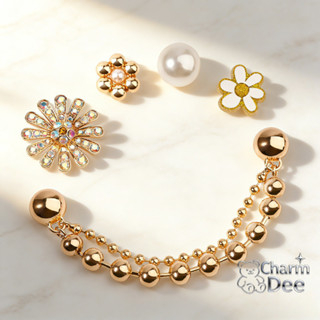 เซ็ตสไตล์ทอง 5 ชิ้น จี้ตกแต่งรองเท้า สำหรับ clogs & sandals …