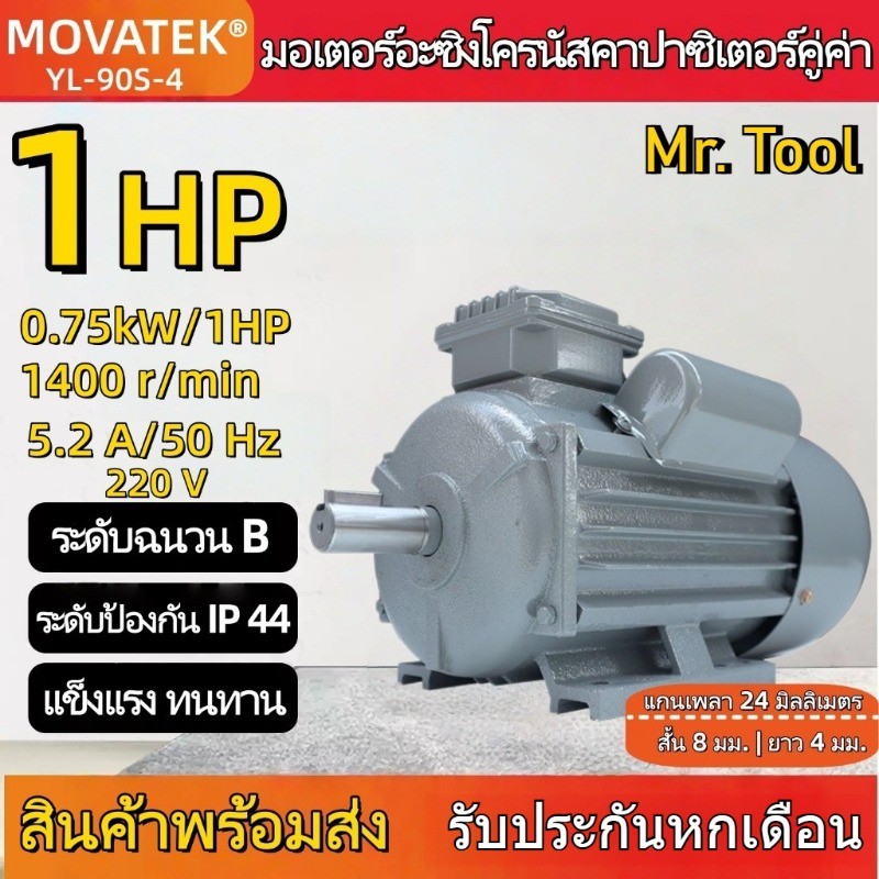 LR มอเตอร์ไฟฟ้า 0.5 HP , 1 HP , 1.5 HP , 2 HP , 3 HP , 5.5HP ขนาดแรงดัน 220V ทองแดงผสม 1450 RPM