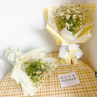 กระดาษห่อดอกไม้ สีพาสเทล ลายตาราง ขนาด 58x58 cm กระดาษห่อของขวัญ (20แผ่น/แพ็ค)