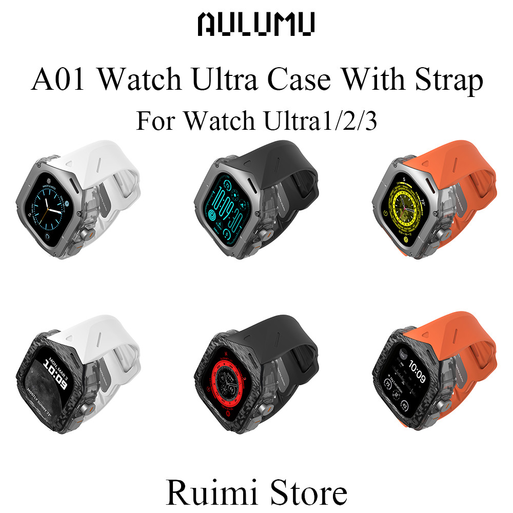 Aulumu A01 นาฬิกา Ultra Case คาร์บอนไฟเบอร์/ไทเทเนียมฝาครอบ FKM สายนาฬิกาสําหรับนาฬิกา Ultra1/2/3 – โปรปัง