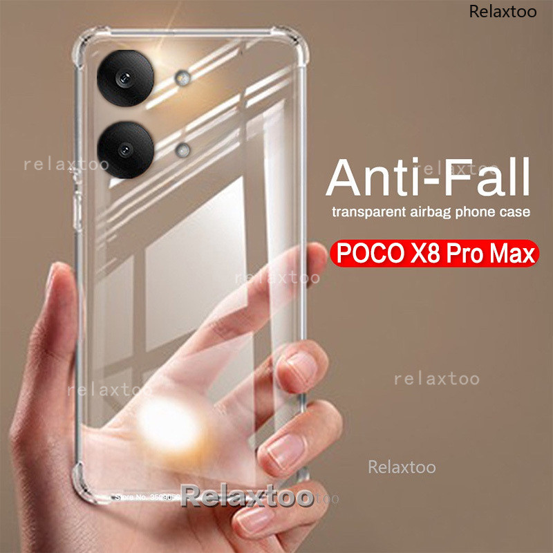ปลอกใสสําหรับ Xiaomi POCOX8 POCO X8 Pro Max X8Pro POCOX8Pro Max X8ProMax PocoX8ProMax 5Gซิลิโคนอ่อนนุ่มโปร่งใสกันกระแทกเคสโทรศัพท์กล้องปกป้องปกหลัง