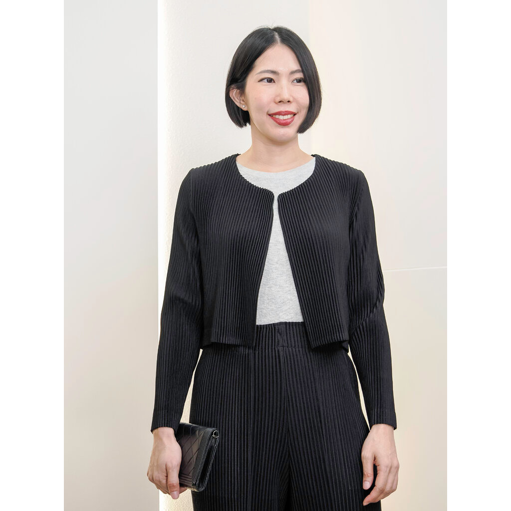 อก40 ยาว17.5นิ้ว 2MUAY รุ่น GM0957 เสื้อคลุมอัดพลีท THICK OPEN FRONT CROP PLEATED CARDIGAN 8 สี FREE