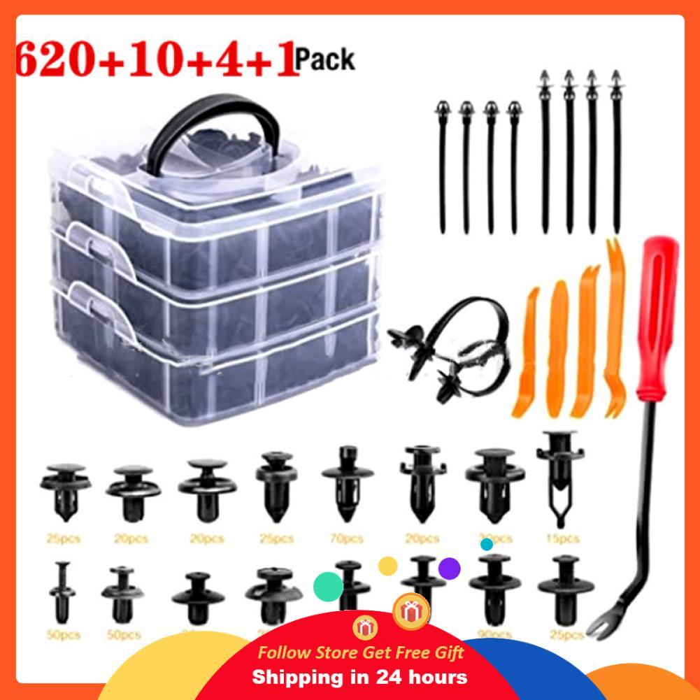 Skejnojj Skejnojj รถ Rivets ตัวยึดกล่องบรรจุพลาสติกคลิปยึดอัตโนมัติสำหรับกันชนซ่อม 635 ชิ้น